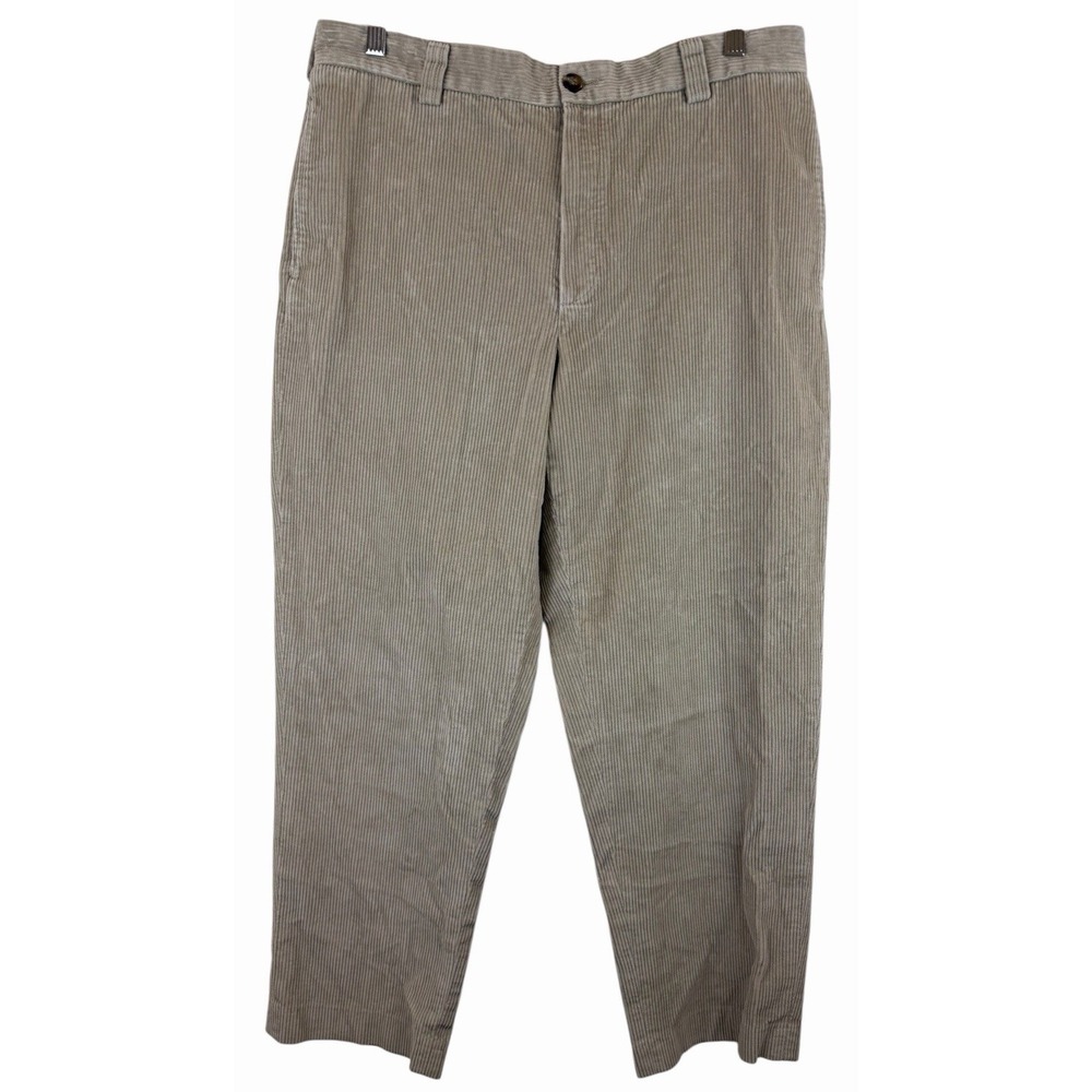 LL Bean Men's Beige Corduroy Flat Front Pants Size 36x30